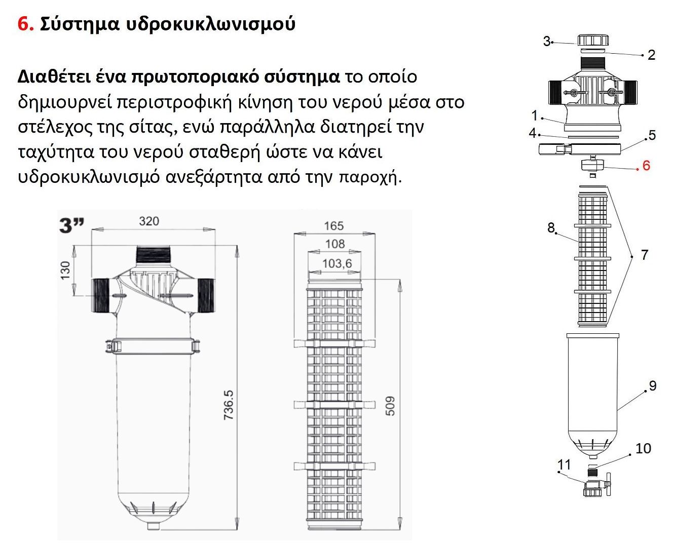 Φίλτρο νερού άρδευσης σίτας Palaplast Hydro-Spin S Super 3"x3" 80 ή 120 Mesh, 10 Atm